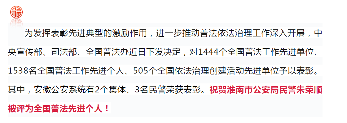 淮南一人入選！全國先進(jìn)！